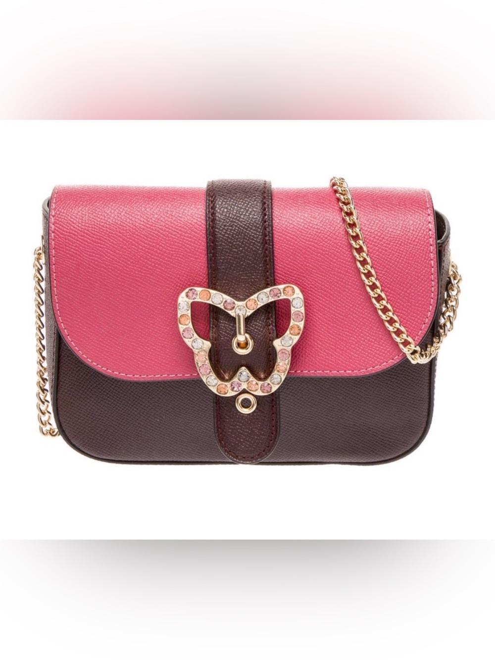 COACH Pink and Brown Women's Chain Shoulder Bag